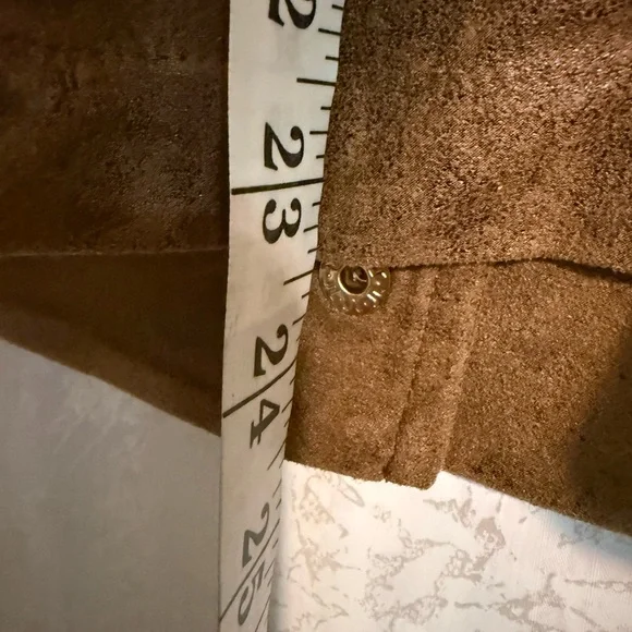 Chicos Jacket Women Medium Brown Distressed Double Breasted Faux Leather Moto 2 - Picture 7 of 9